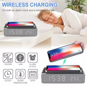 Digital Alarm Clock with Wireless Charging!